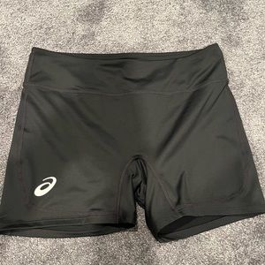 large pair of black asics shorts
